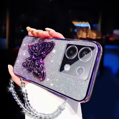 Butterfly Bracket Phone Holder Crystal Bracelet Plating Case For Honor X7C X9C X8B X8C X8A X6B X9A X