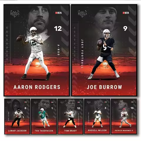 Russell Wilson Lamar Jackson Star Tom Brady Aaron Rodgers Wall Canvas Poster Art Decor Football Play