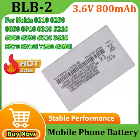 3.6V 800mAh BLB2 BLB-2 for Nokia 8210 8250 8850 8910 8310 5210 6500 6590 6510 3610 8270 8910i 7650 6