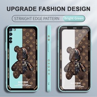 For OPPO Reno3 5G Reno3 Pro 5G Reno4 F New Fashion Mechanical Bear Pattern Side Design Liquid Silicone Casing Full Cover Camera Shockproof Protection Phone Case