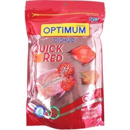 อาหารปลาหมอสีสูตรแดงไว ปลานกแก้ว ปลาหมอเท็คทัส Optimum cichlid quick red 300 g.