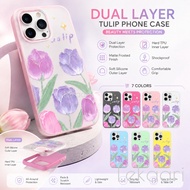 Tulip Back Case for Redmi 10 10C 10A 9T 9A 9C NFC 8 8A K70E Turbo 5 Max 4 Pro 5G 2-in 1 Double Layer