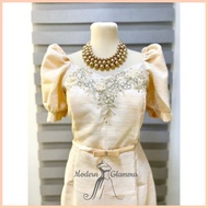 ❡ ◹ ✼ MID Dress Puffed Sleeve Ninang Gown, Mother Dress