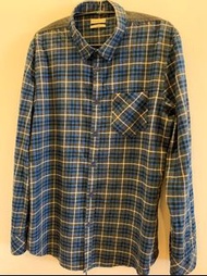 CK Calvin Kelvin Jeans  法蘭絨藍色格紋襯衫