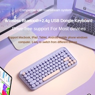 2023 New! BOW tablet laptop keyboard wireless Bluetooth 5.0/3.0+2.4g usb keyboard and mouse set dual-mode USB plug and play silent and portable mobile phone windows Gradient cute