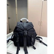 Liu Yifei Same Style Ganni Black Multi-pocket Nylon Backpack Large Capacity All-match Commuter Backp