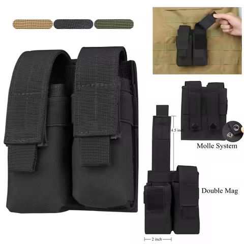 Tactical Molle Magazine Pouch Nylon Magazine Pouch for 9mm 1911 Hunting Molle Double Pistol Handgun 