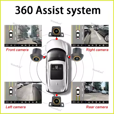 360 Panorama Car Camera 3D AHD 1080P Surround View Right+Left+Front+Rear Camera For Android Auto 360