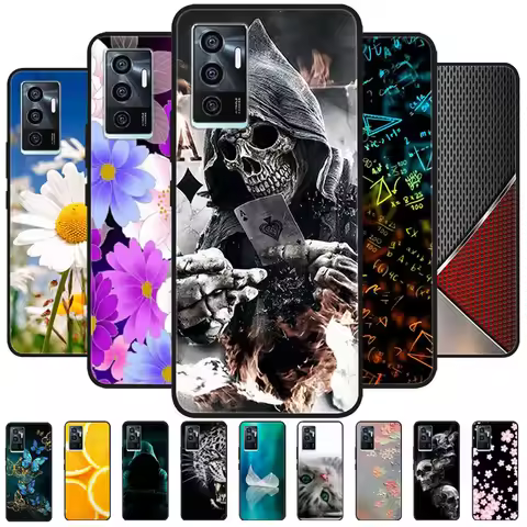 For vivo V23e Case Cover vivoV23e Fundas Black Soft Silicone TPU Protective Phone Case For vivo V23e