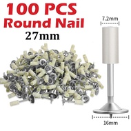 100pcs Stainless Steel Nails Wall Fastening tool Tufting Gun Rivet Gun Nails for Concrete Ceiling Cable Ducts Fixing Device Round Cap Nails DIY