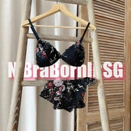| Bralette Bralette Bralette | Luxury Black Floral Lace Thigh Bra Set (Lace Lingerie Set)