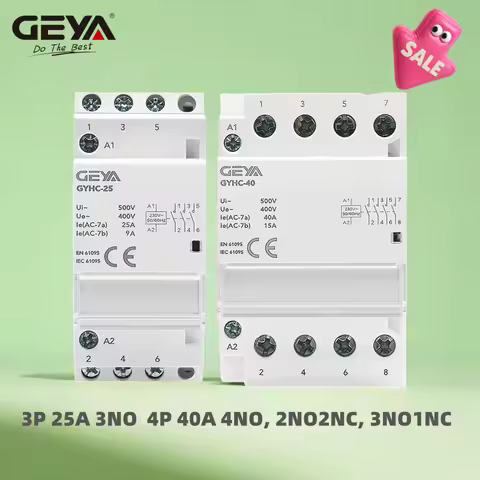 SALE GEYA 3P 25A Contator 4P 40A 4NO or 2NC2NO or 3NO1NC 220V/230V 50/60HZ Din Rail Household AC Mod