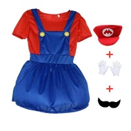 Mario Deluxe Child Boy Girls Costume Halloween Animation Game Character Party Jumpsuit Send Hat and Gloves