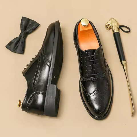 Classic Brand Men's Brogue shoes Lace Up Fashionable Office Business Shoes for Men's Banquet Groom W