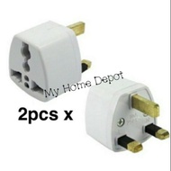 2 pcs × Universal UK pin Travel Plug Socket Adaptor travel adaptor