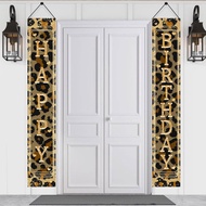 Happy Birthday Door Banner Decorations Cheetah Print Birthday Decorations Door Porch Sign Leopard Pr