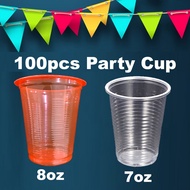 100pcs PP plastic party cup / disposable cup 7oz 8oz Red Cup and clear cup plastic cup