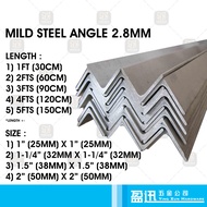 Mild Steel Angle Bar Besi Angle 2.8mm(1/8") 1"/1.5"/2" X 1FT - 5FTS