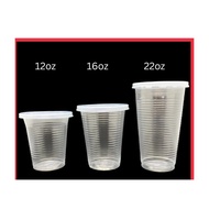 [Ready Stock]16oz PP cup [100pcs] / Disposable cup (Cup & Flat lid)