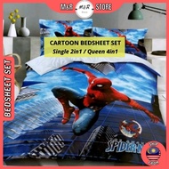 Cadar Katil Kartun Budak Murah Single 2in1 Queen 4in1 Kids Cartoon Bedsheet Set Doraemon Frozen Spiderman Batman Car