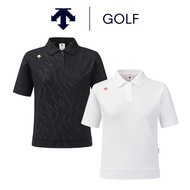 [DESCENTE] GOLF DESCENTE] GOLF Ladies GOLF Short Sleeve Top (Black/White)