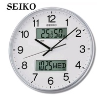 SEIKO Quiet Sweep Analogue Digital Thermometer Hygrometer QXL013S Wall Clock
