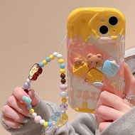 GANTUNGAN AX - 3D CUTE CHESSE BEAR LANYARD STRAP SILICONE SOFTCASE INFINIX SMART 5 6 7 HOT 9 10 11 1