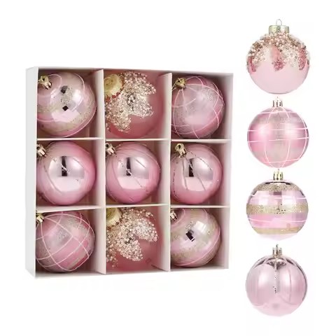 9x Glitter Christmas Ball Ornaments Indoor Outdoor Anniversary Xmas Tree Hanging Decorations 8cm for
