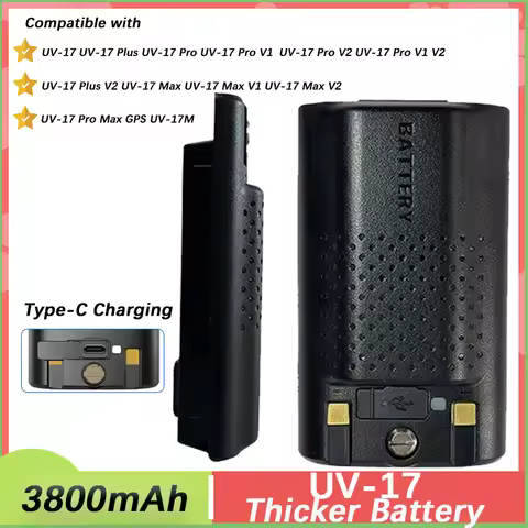 Baofeng UV-17 Pro Max Thicker Battery 3800mAh Type-C Charging BL-17UV Plus Rechargable Li-ion Batter