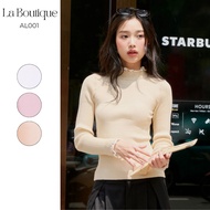 Round Neck Long Sleeve Knitted Shirt with Lace Collar - AL001-252LAB