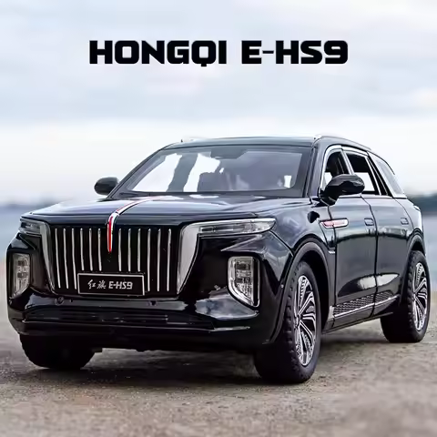 1:24 HONGQI E-HS9 Cars Toys Alloy Diecast Model Wheel Pull Back Miniature Car with Light Sound Vehic