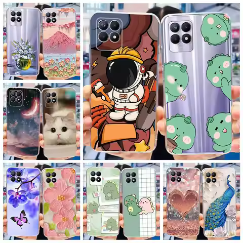 For Realme 8i Case Realme 8 Pro Cute Cartoon Cover Clear Silicone Soft Phone Case For Realme8 Pro Re