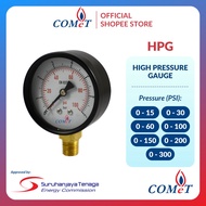 COMET High Pressure Gauge (PSI / Bar Reading) | 15 PSI, 30 PSI, 60 PSI, 100 PSI, 150 PSI, 200 PSI, 3