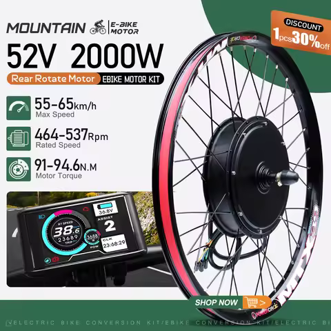 52V 2000W Electric Bike Conversion Kit 26”27.5" 29”700C MTX39 Brushless Rear Hub Motor Wheel Convers