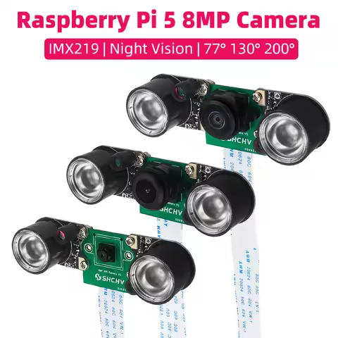 Raspberry Pi 5 8MP Camera Night Vision IMX219 77° 130° 200° FOV Fisheye MINI CSI Interface + 2 Infra