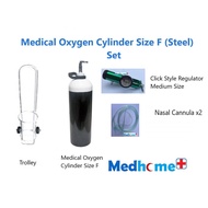 [Ready Stock] Medical Oxygen Tank/ Cylinder Steel Size F [1680L] with Trolley Set