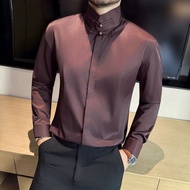 High-End Ruffian Handsome Stand-Up Collar Shirt for Men 2026 Fashionable High-End Ruffian Handsome S