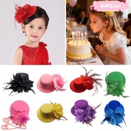 WUPEI47AD Flower Pillbox Hat, Makeup Prom 13cm Kids Fascinators Hats, Fashion Hair Accessories Feath