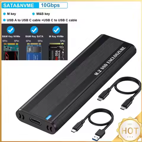 Dual Protocol M.2 NVMe SSD Case 10Gbps M.2 NVMe SSD Enclosure Adapter Tool Free for 2230/2242/2260/2