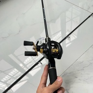 BC dyawa golden 180 fishing rod Set and BC gold metal reel spool 18+1 ballbearing