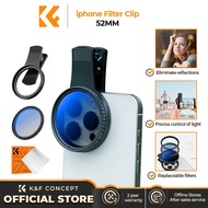 K&F Concept iphone Filter Clip for +52mm ND2-400 /CPL Camera Filter Creative Mobile Vlog/Photo Tool