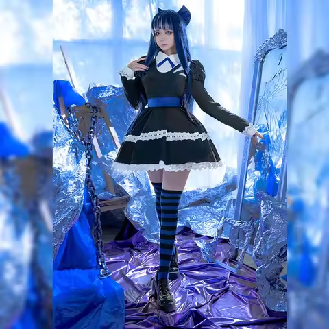 Panty & Stocking Anime with Garterbelt Younger Sister Anarchy Stocking Cosplay Costume Gothic Maid L