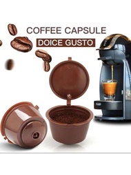可重複使用的咖啡膠囊，可裝填、兼容和不銹鋼，與Nescafe咖啡機兼容，咖啡豆裝填式咖啡濾網膠囊，可重複使用的咖啡膠囊座，環保咖啡膠囊