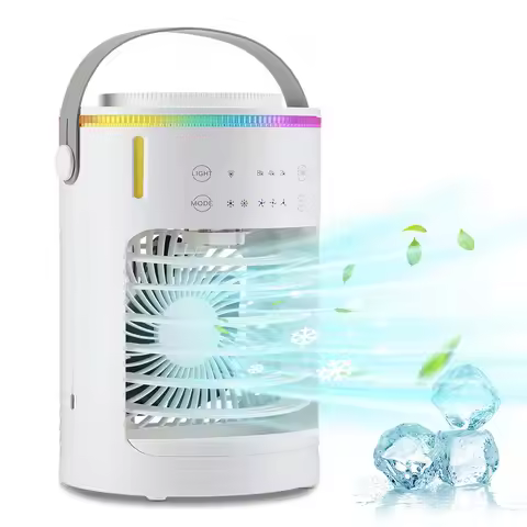 Portable 3 Speeds Air Conditioner USB Mini 7 Colors Lights Air Cooler Fan Water Cooling Fan Air Cool