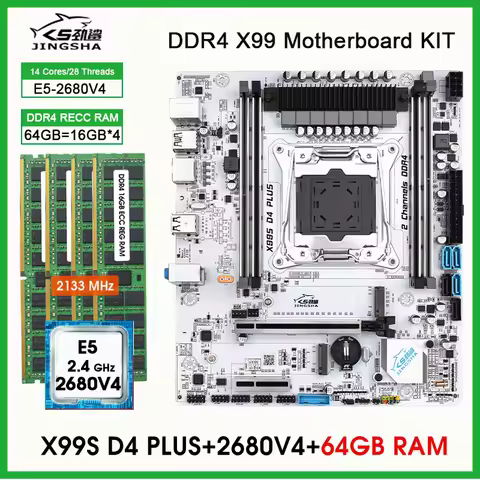 X99 D4 PLUS motherboard LGA 2011-3 kit xeon e5 2680 v4 Processor 4x16=64GB DDR4 ECC RAM Memory NVME 