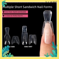 YOHII 60/240/300 Pcs Coffin Nail Forms, Oval Acrylic Dual Nail Forms,  15 Size Oval No Paper Forms S