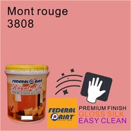 3808 mont rouge ( 5L ) FEDERAL PAINT ( ROYAL GLO EASY CLEAN ) PREMIUM INTERIOR SILK FINISH EASY WASH