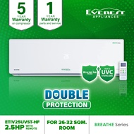 EVEREST Split Type Wall Mounted Breathe Inverter Series Aircon with remote control  2.5 HP- ETIV25UVST-HF