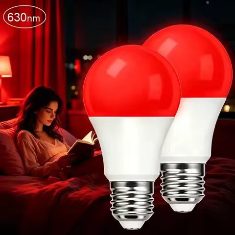 630nm Red Light Bulb for Sleep 7W E27 100% Blue Light Blocking Promotes Melatonin Production Ideal f
