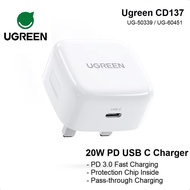 Ugreen CD137 20W PD USB-C Charger a compact wall adapter designed for fast-charging smartphones and 